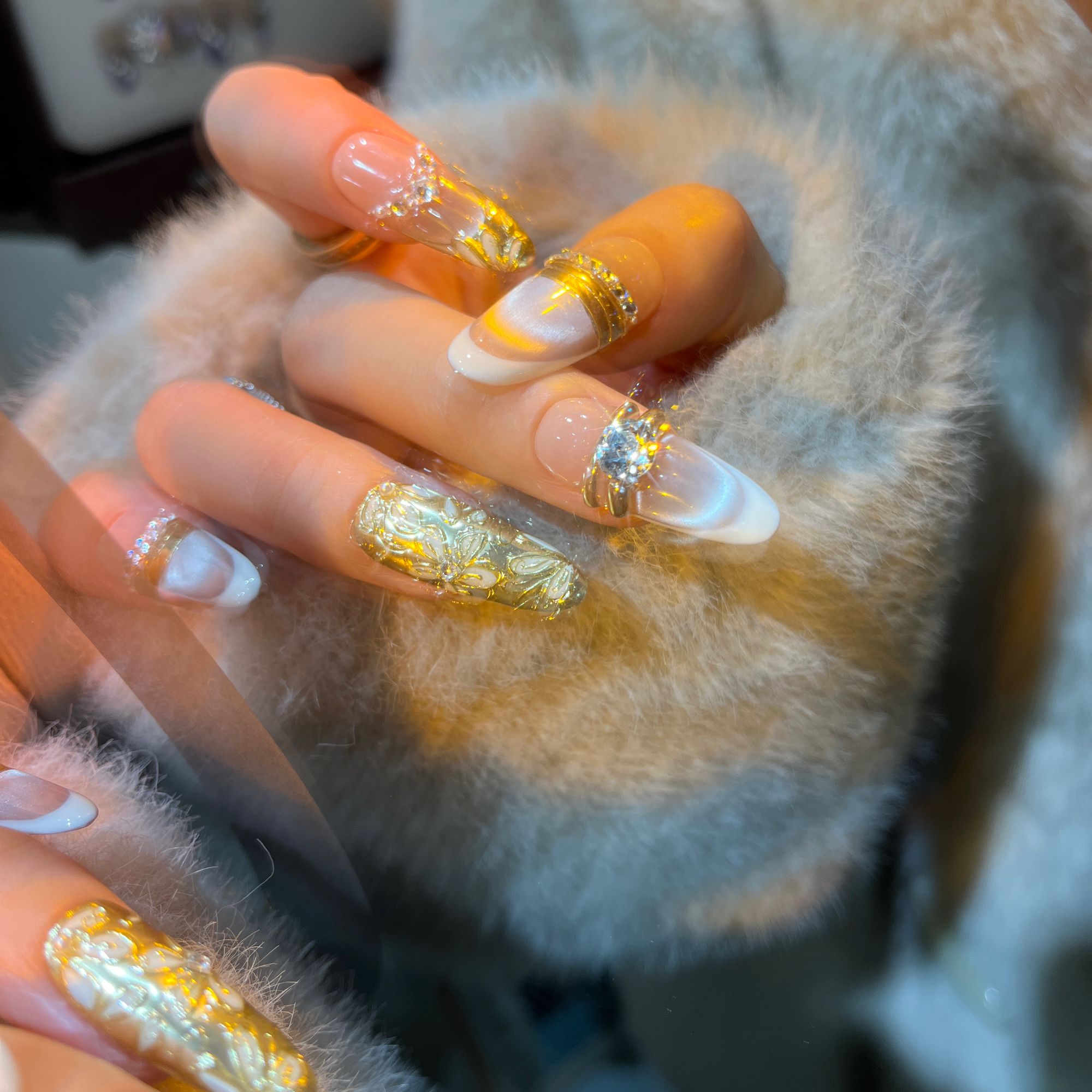 寇丝妮[御姐]纯手工穿戴甲片中长款2025推荐网红指甲片带钻高质量