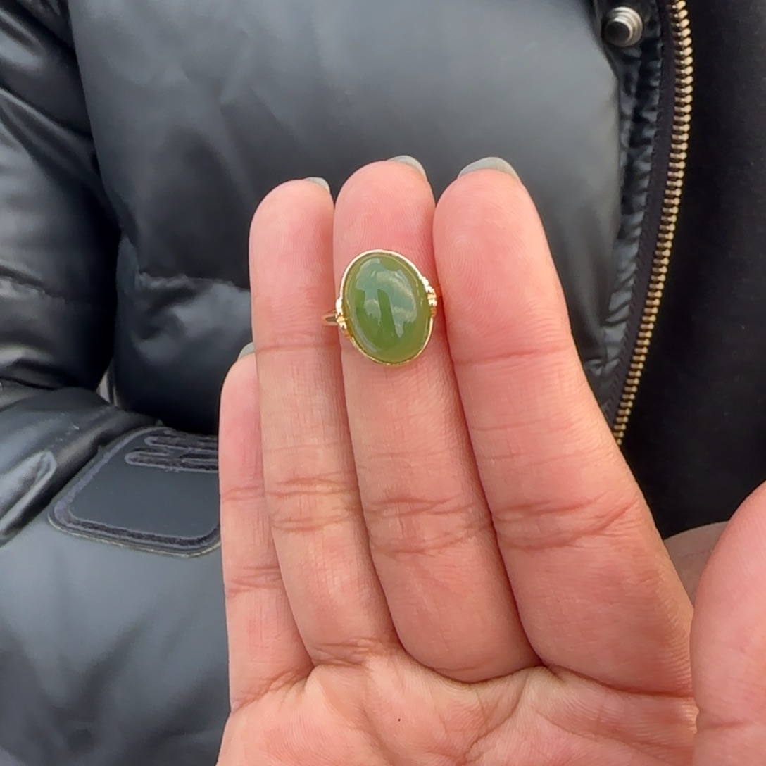 和田玉戒指银S925镶嵌