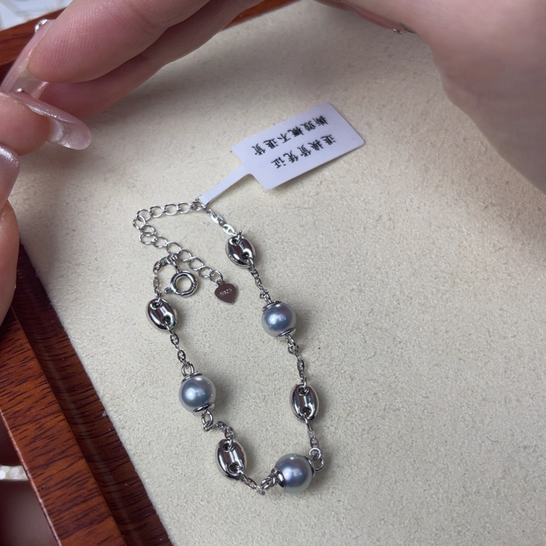 海水珍珠手链银S925镶嵌
