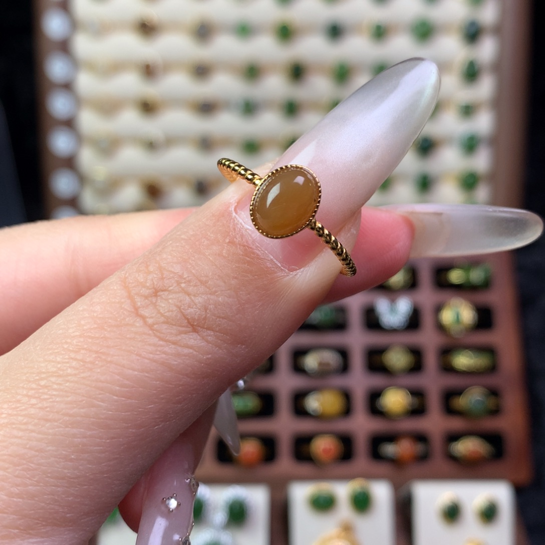 和田玉银S925镶嵌戒指