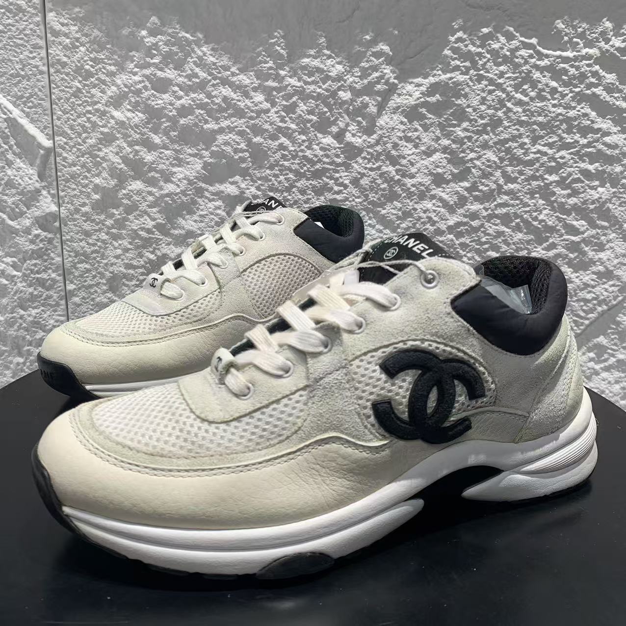 99新 Chanel/香奈儿 38码/Seven/黑白熊猫厚底系带运动鞋  xxs760