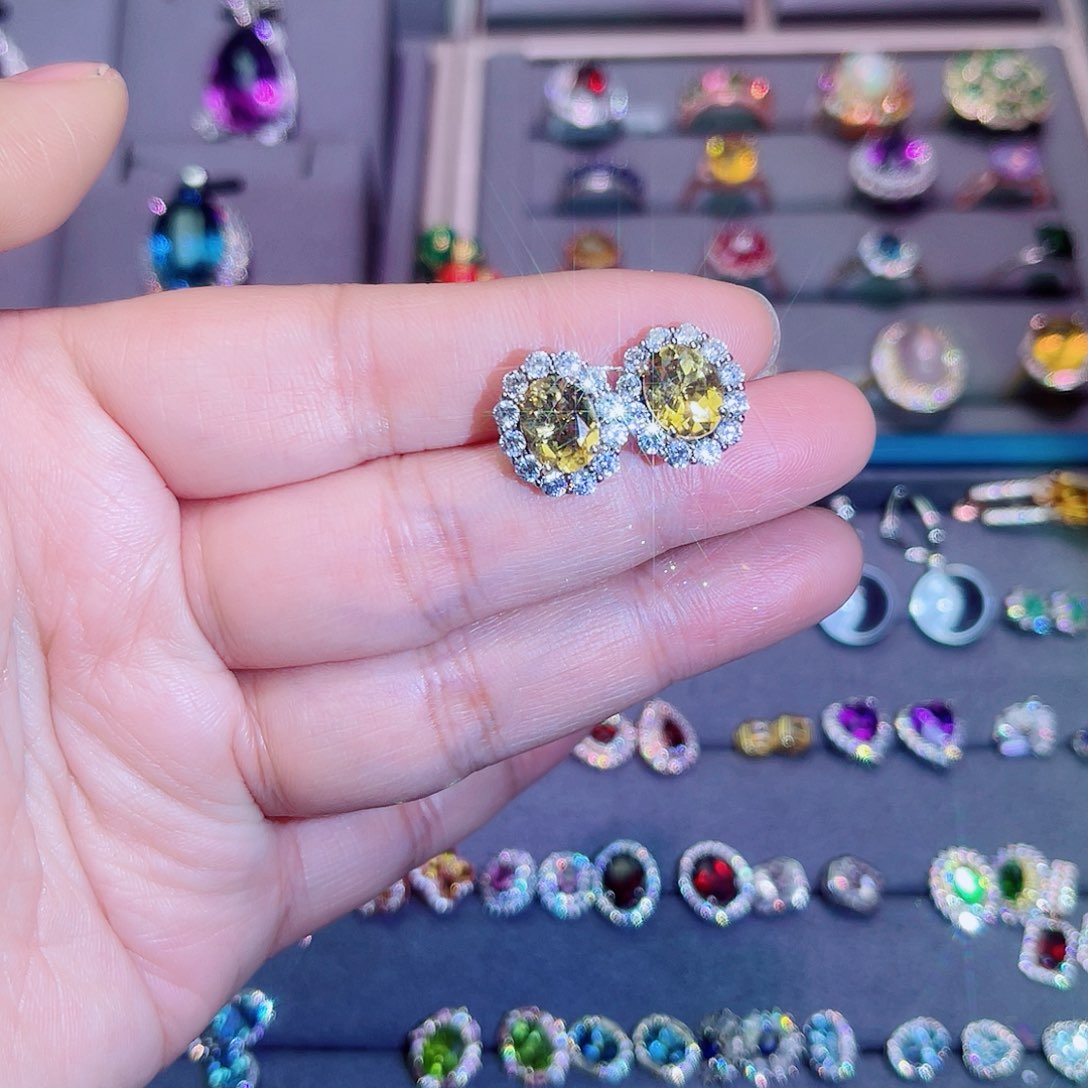 银S925镶嵌耳饰黄晶