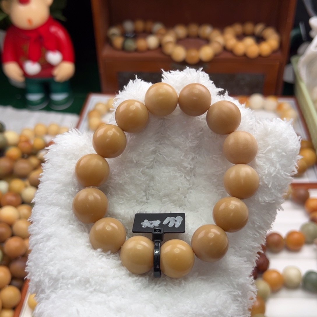 菩提根/象牙果手串卡16圆珠干磨大瑕疵