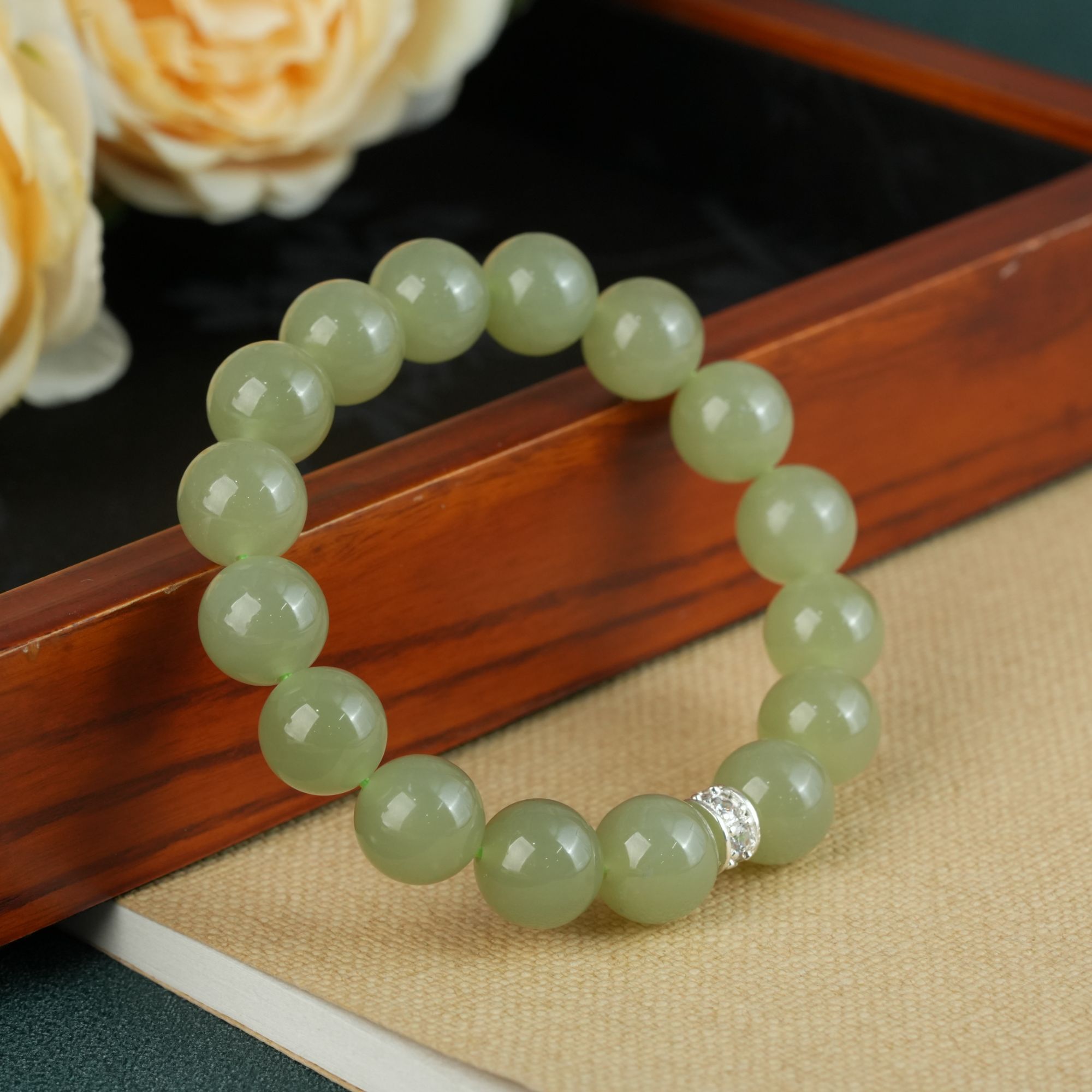 【小北好物】和田玉DIY单圈手串约11.5mm+【多样性发一件】QH16X655