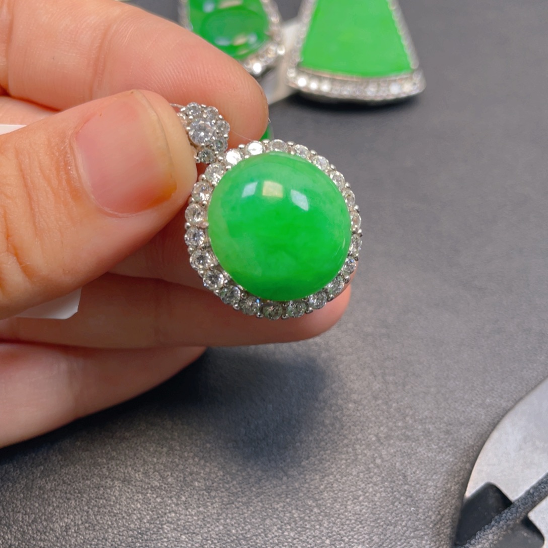 翡翠银S925镶嵌吊坠(不含链)