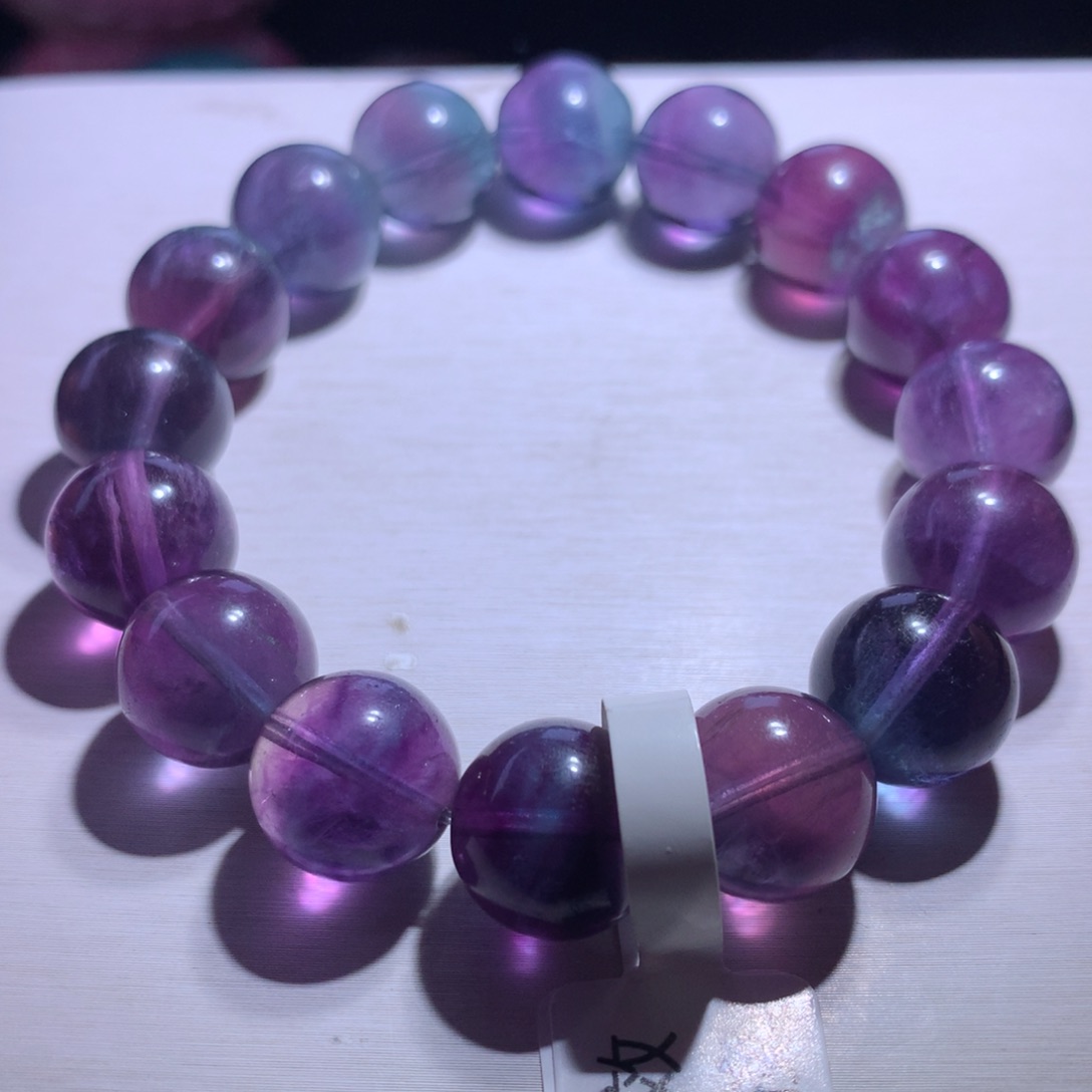 水晶手串银S925镶嵌萤石12.2m