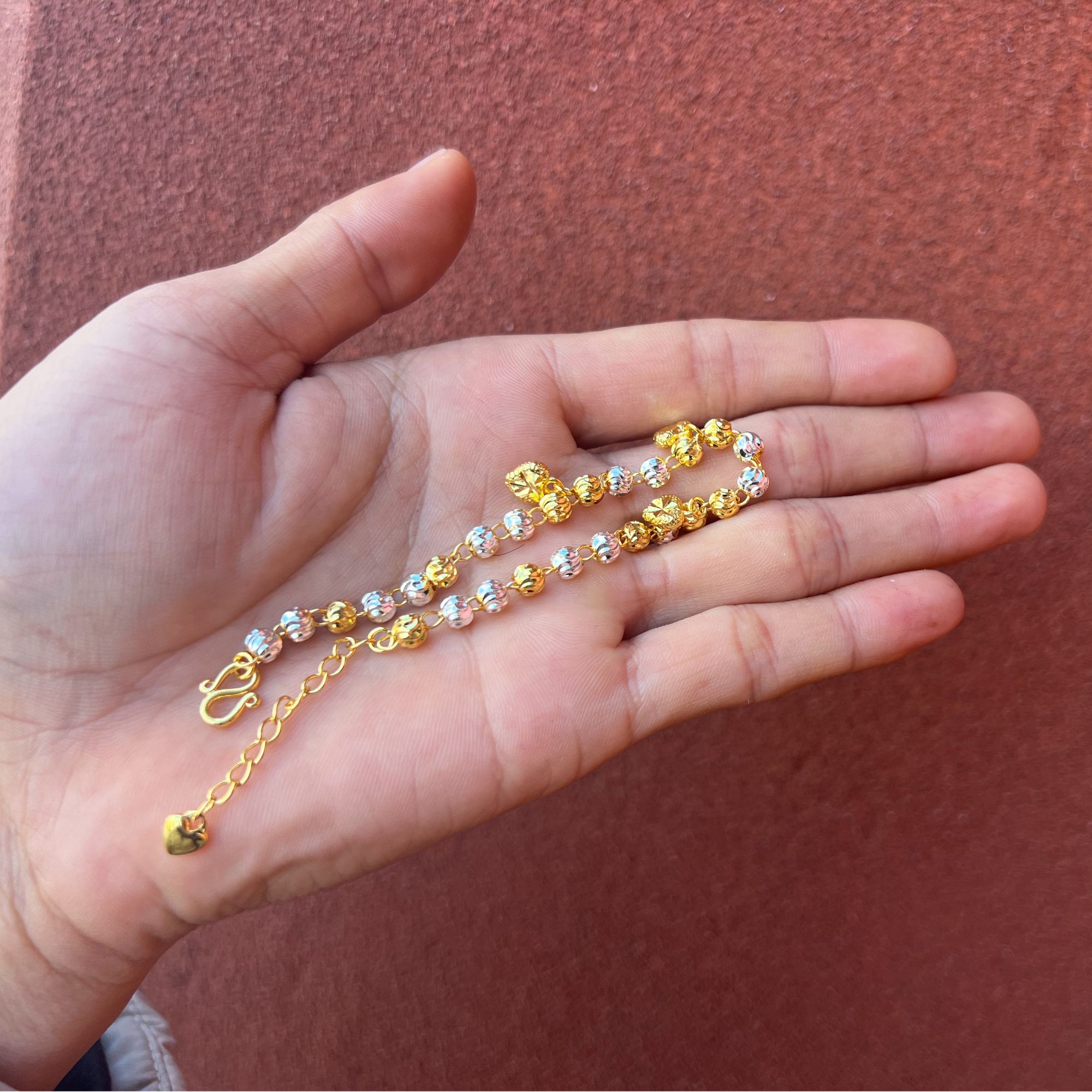 A164-云上双色珠爱心手链