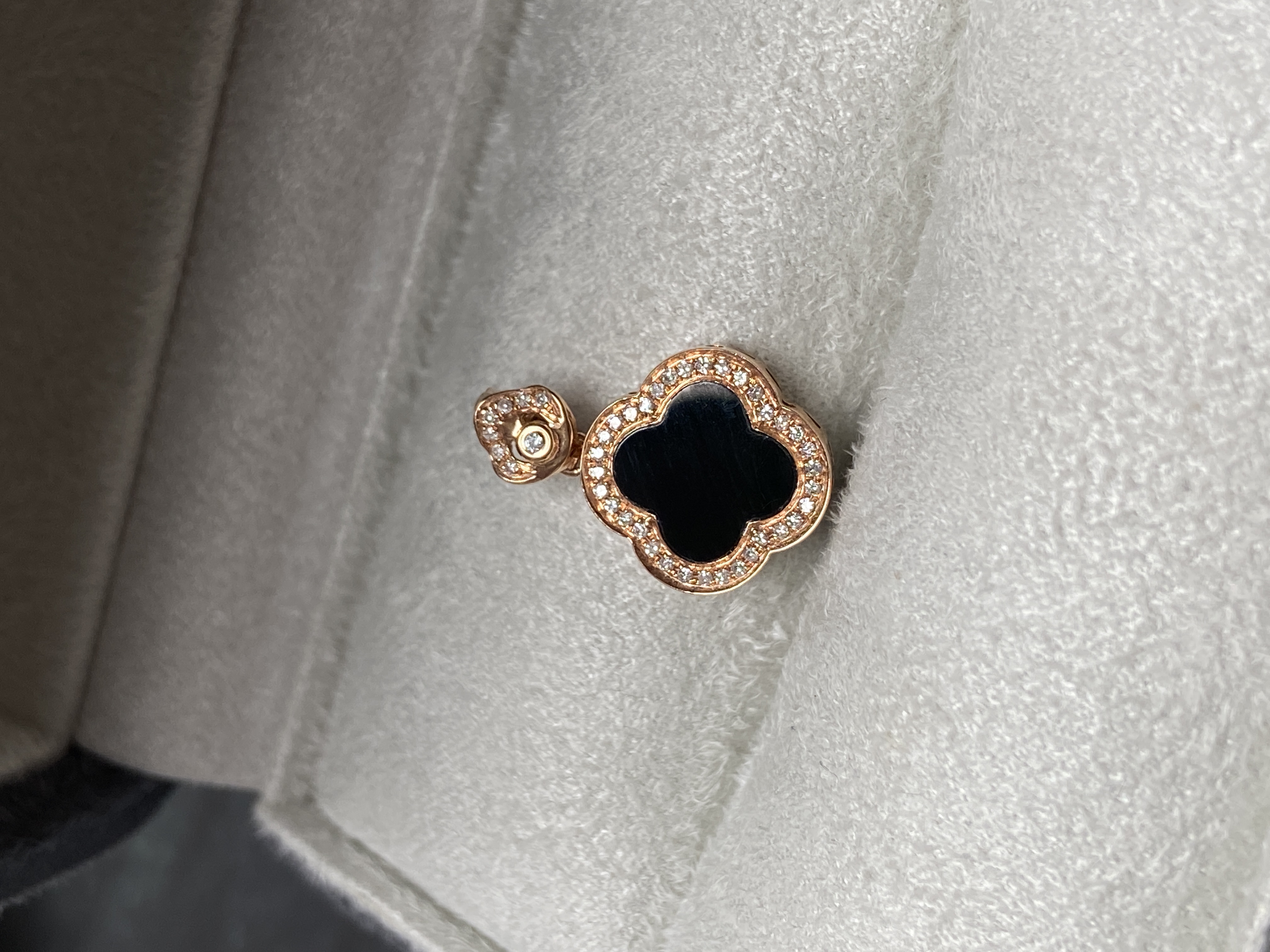 天然翡翠墨翠四草吊坠万能扣头18K镶小巧迷你气质黑色小众百搭