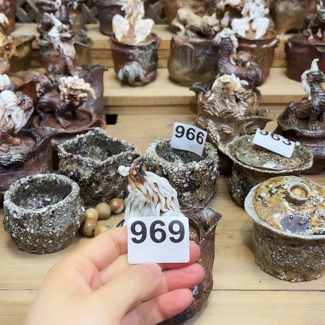 绿***奶瓶柴烧粗陶手捏宝瓶