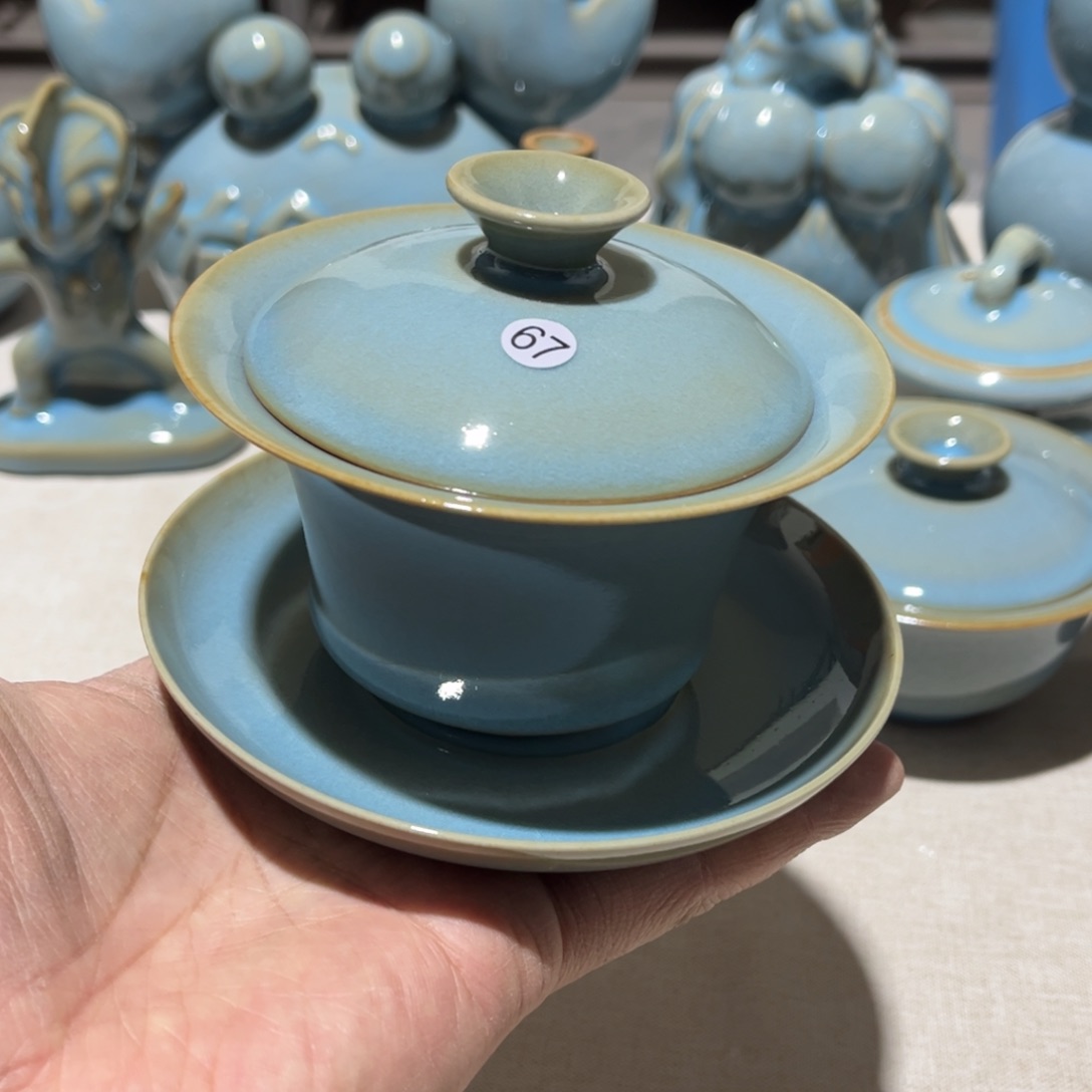 【闪购商品】天蓝盖碗手工天蓝