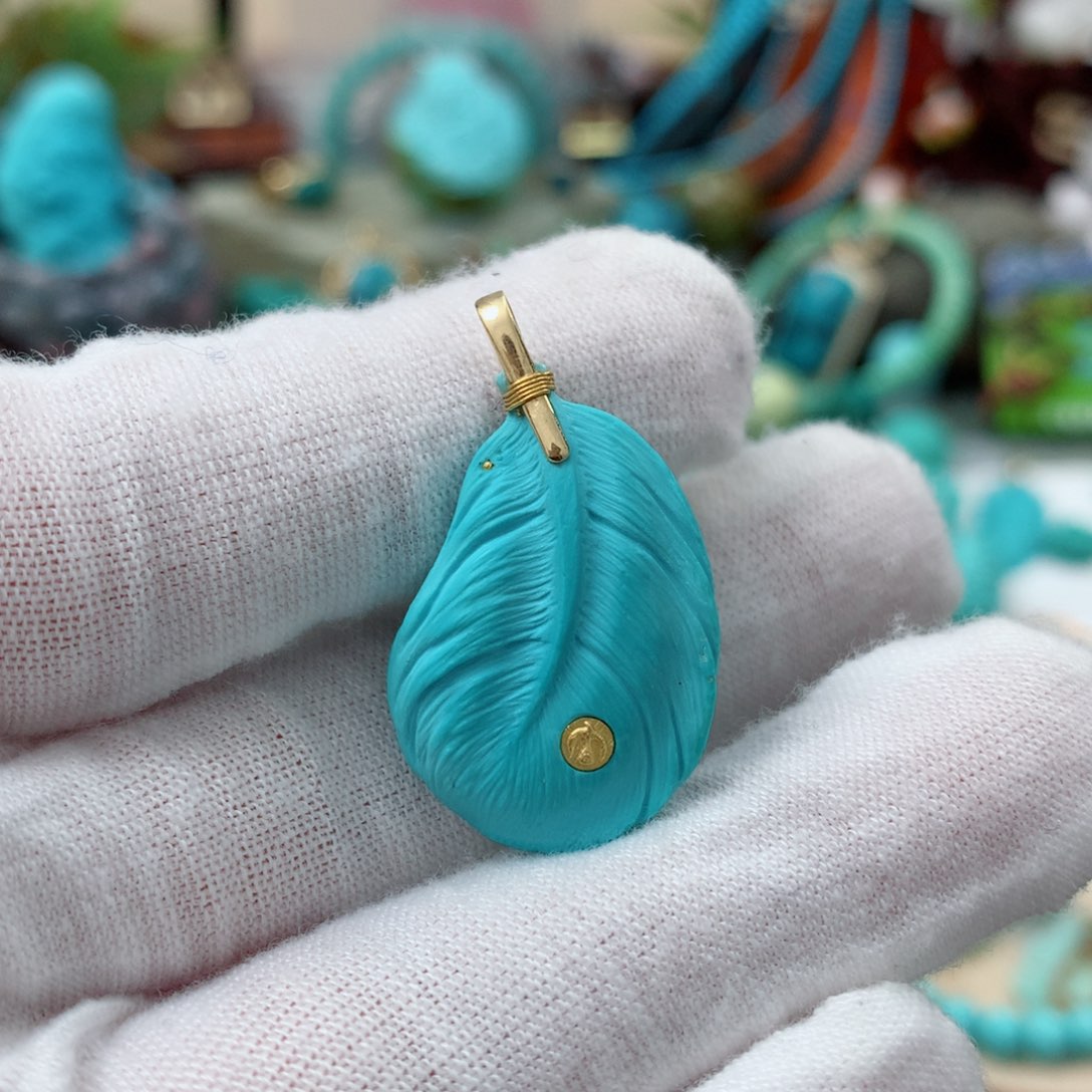 绿松石珠宝奇石未镶嵌雪*淋