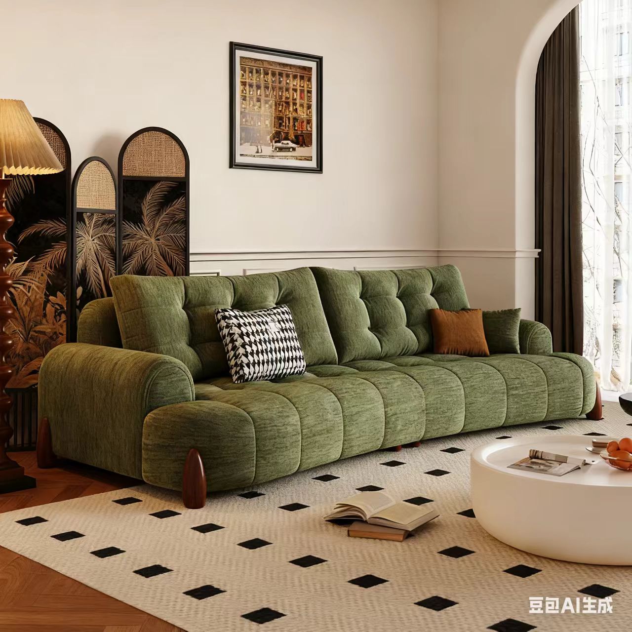 新款高档沙发2025布艺客厅意式简约小户型弧形直排钢琴键沙发