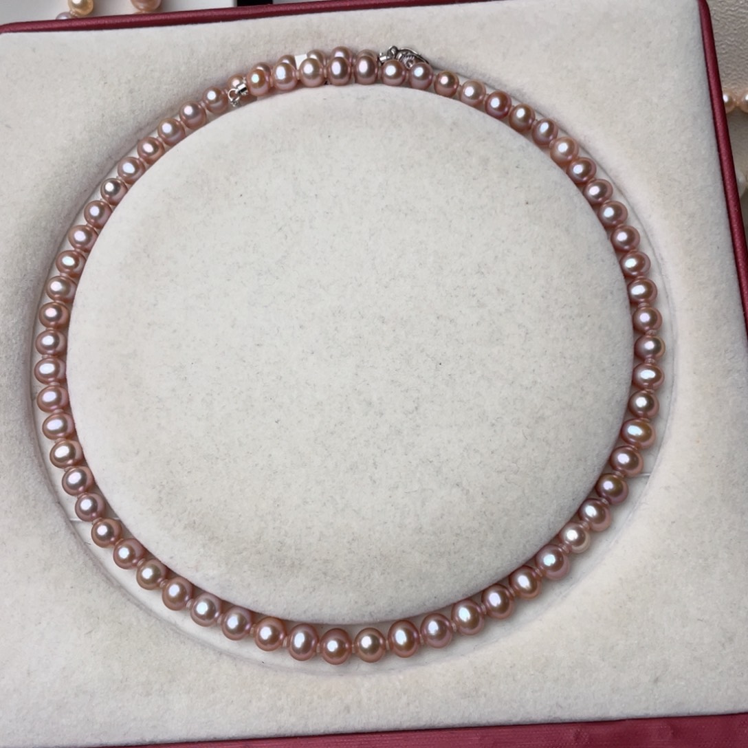 淡水珍珠颈饰银S925镶嵌7-8mm