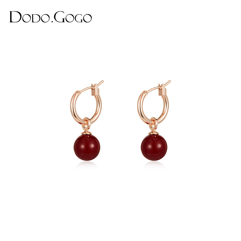 铜合金树脂耳饰 金色复古日韩女耳环设计感饰品百搭小众精致