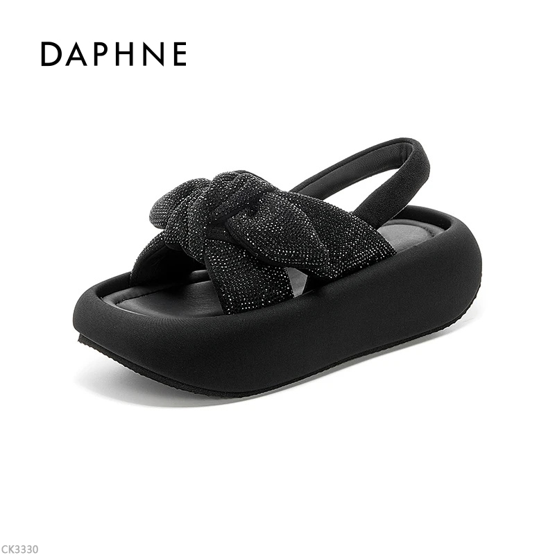 【星河璀璨】达芙妮新款蝴蝶结厚底凉鞋2025夏季时尚增高百搭凉鞋C