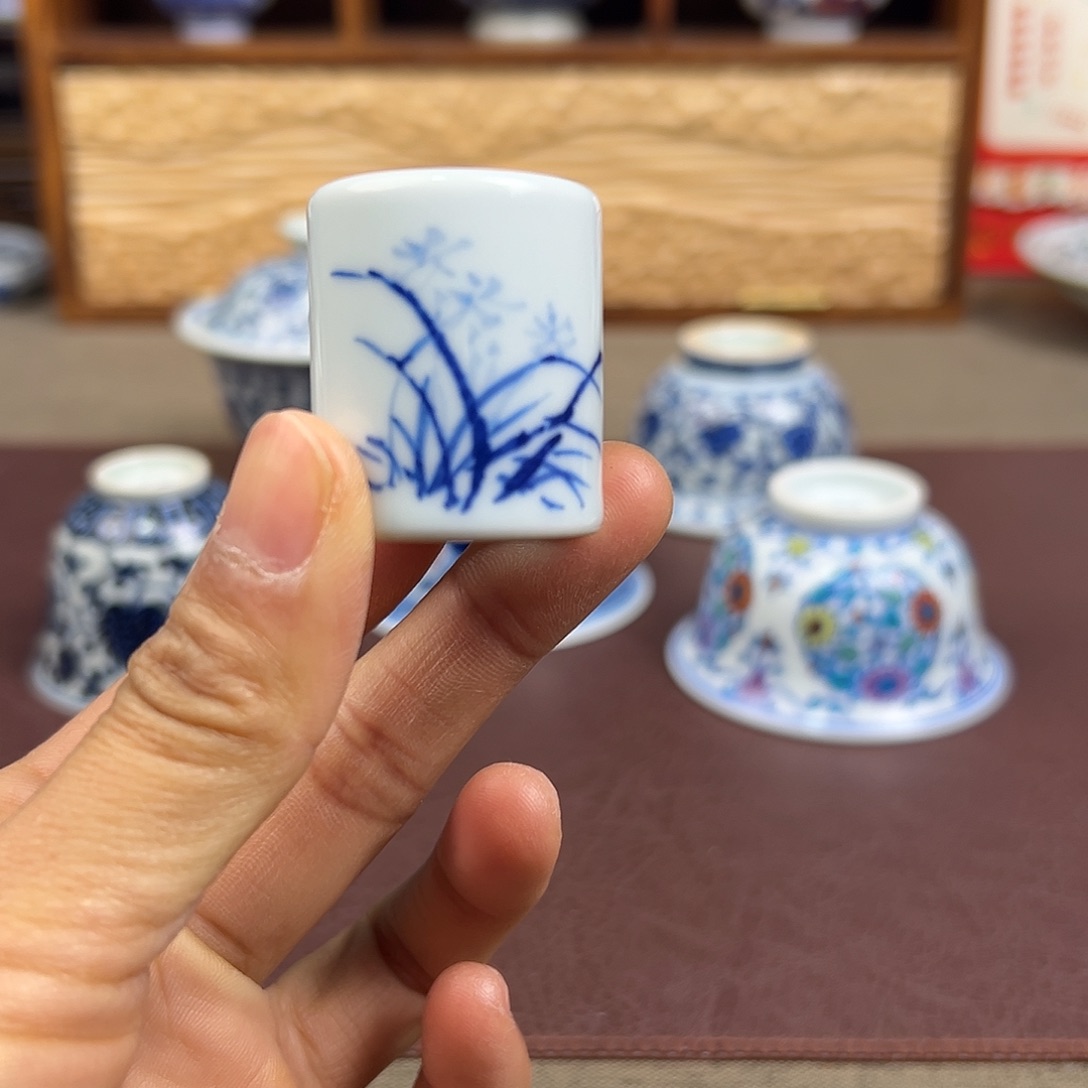 摆件景德镇兰花盖置