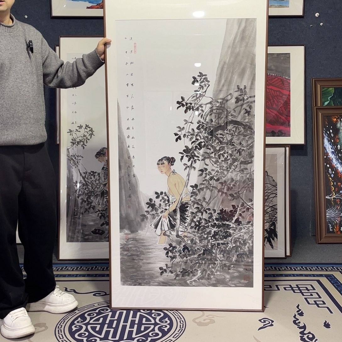 国画手绘画作品带框80/160