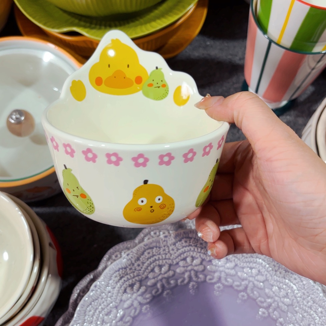 陶瓷小黄鸭冰激凌五寸碗