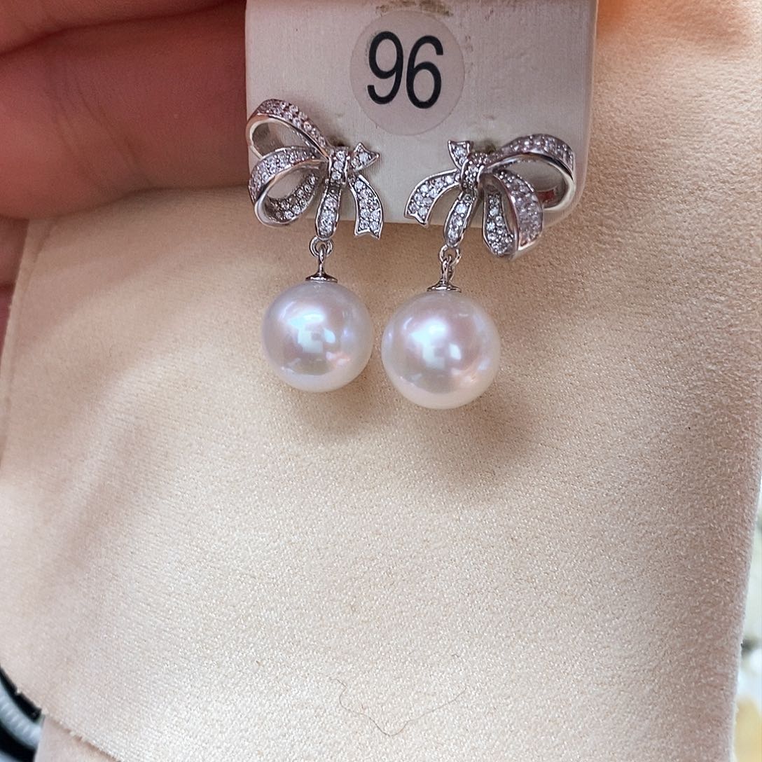 淡水珍珠耳饰银S925镶嵌