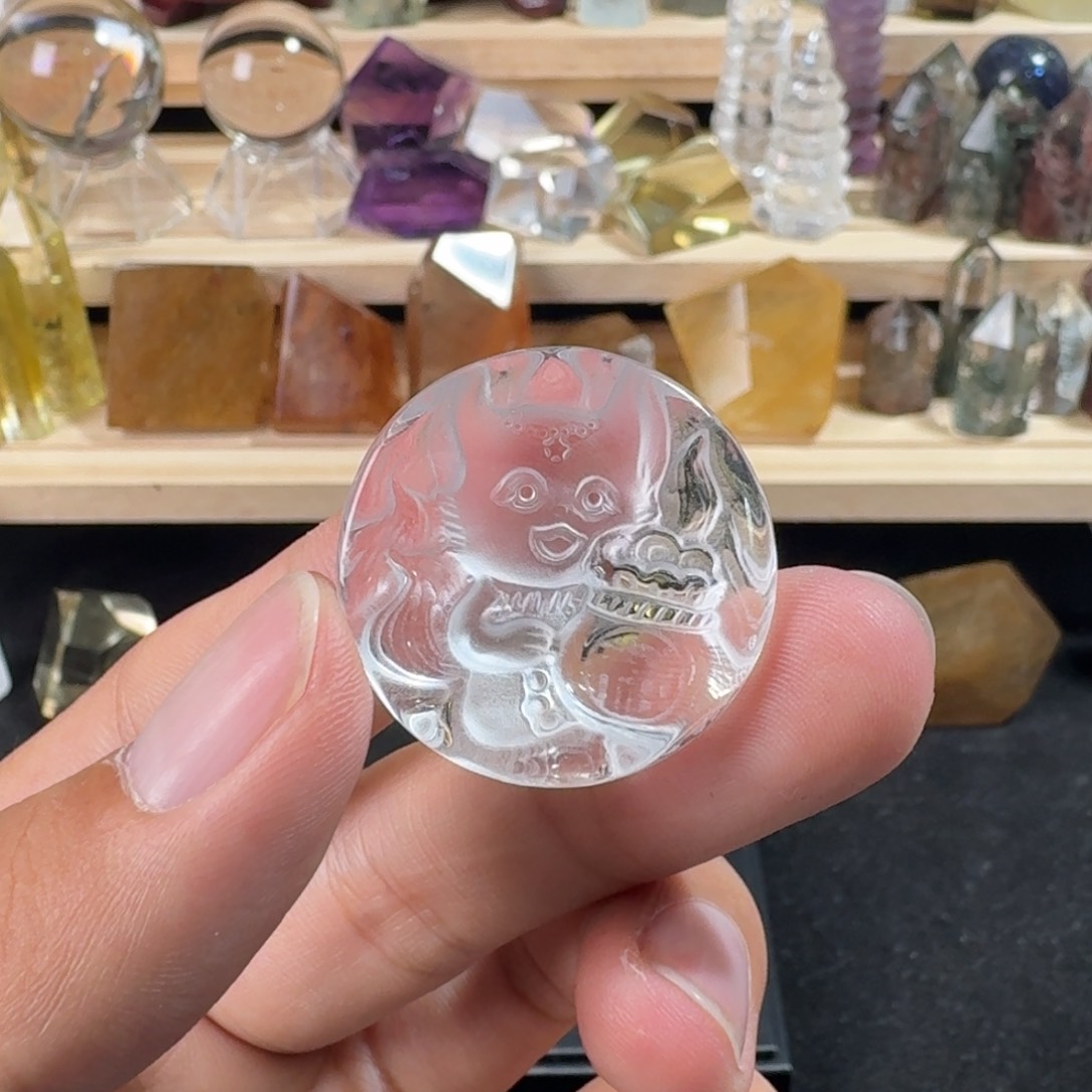 水晶珠宝半成品未镶嵌白水晶全净狐牌