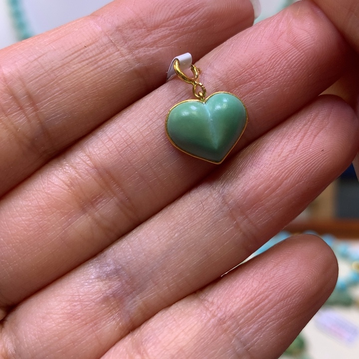 绿松石18K金镶嵌吊坠