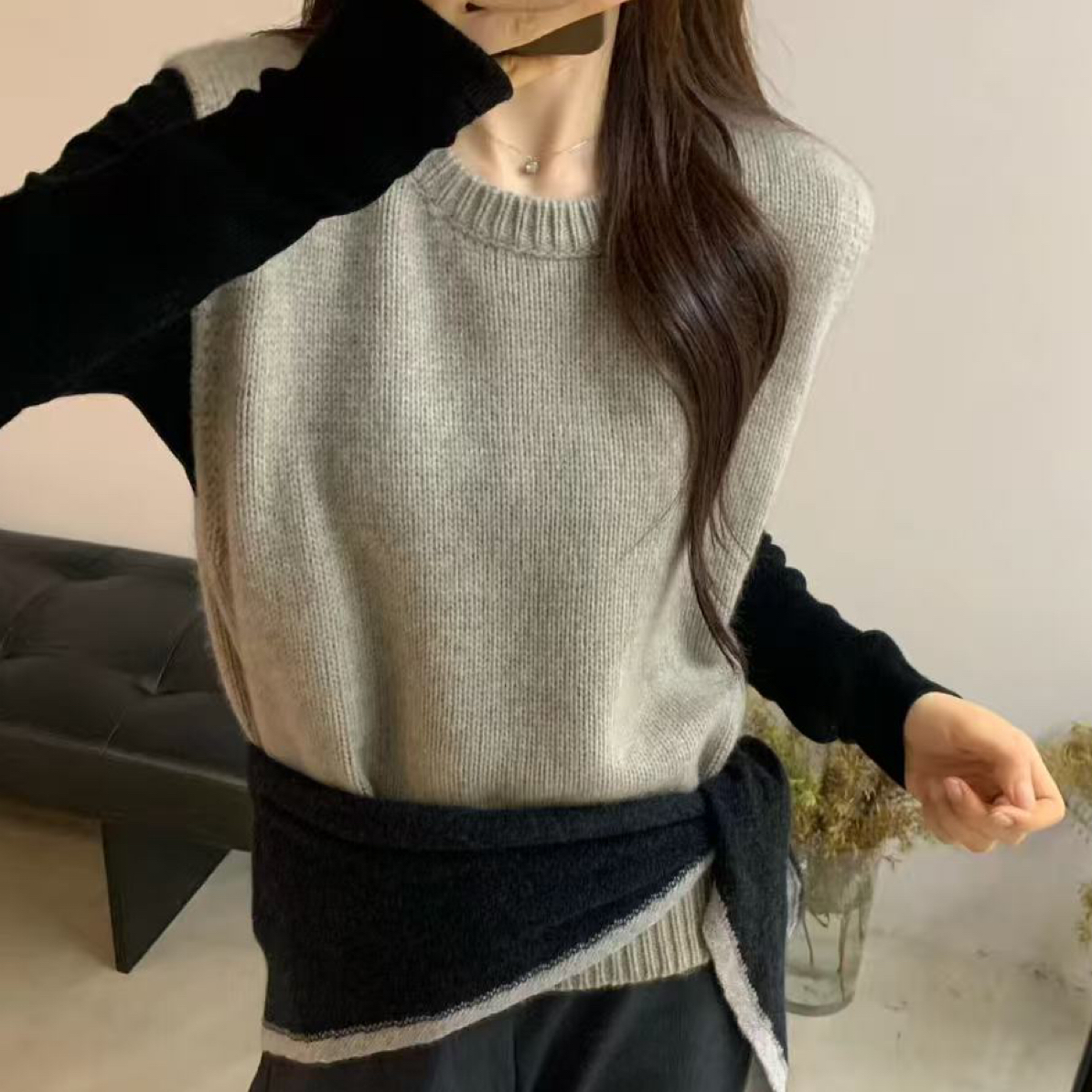 乃白 韩系澳洲山羊绒针织马甲