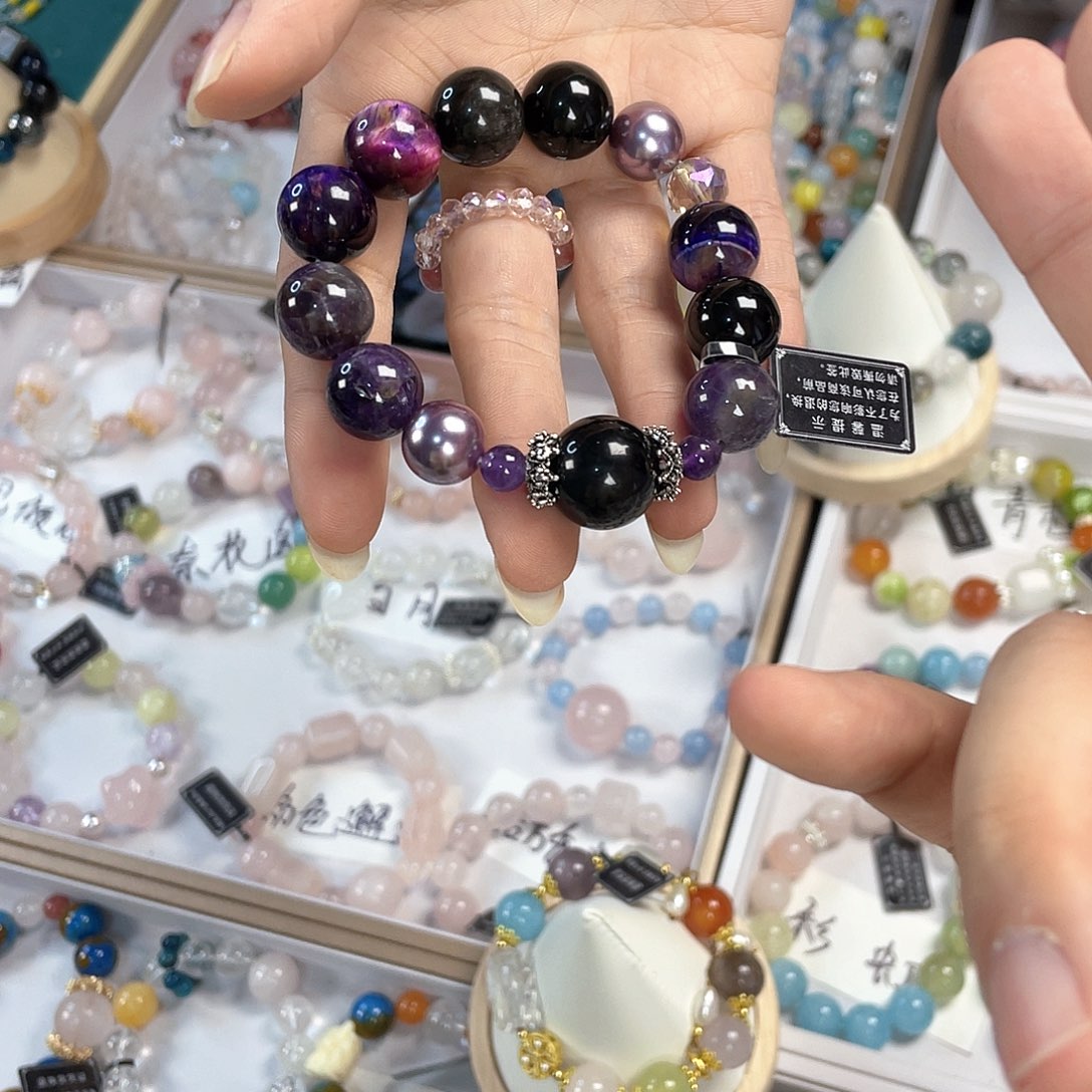 水晶手链银S925镀金镶嵌