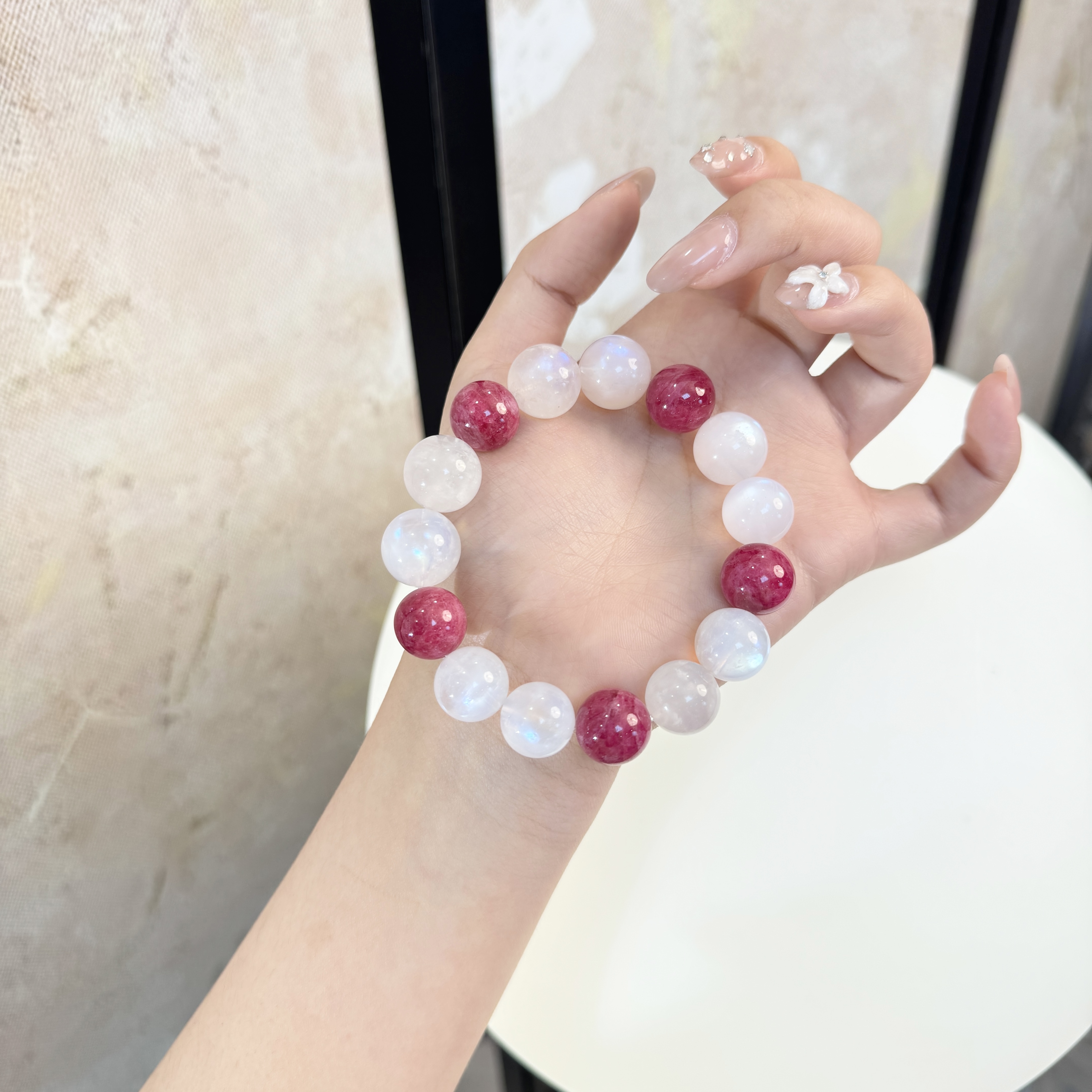 *野树莓*美料蔷薇辉斯里兰卡蓝月光手串E5-1