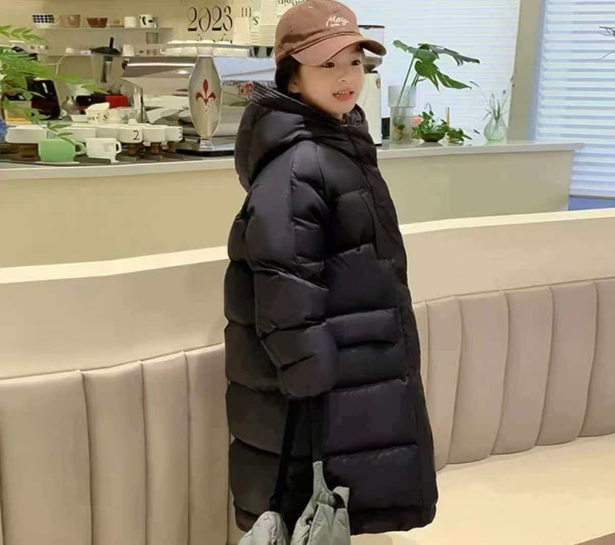 【编码1--50】棉袄女冬季童装男大童中长款羽绒服纯色保暖