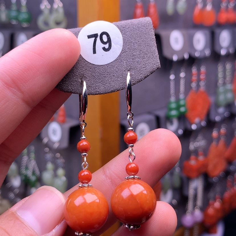 【闪购商品】翡翠耳饰银S925镶嵌露****）