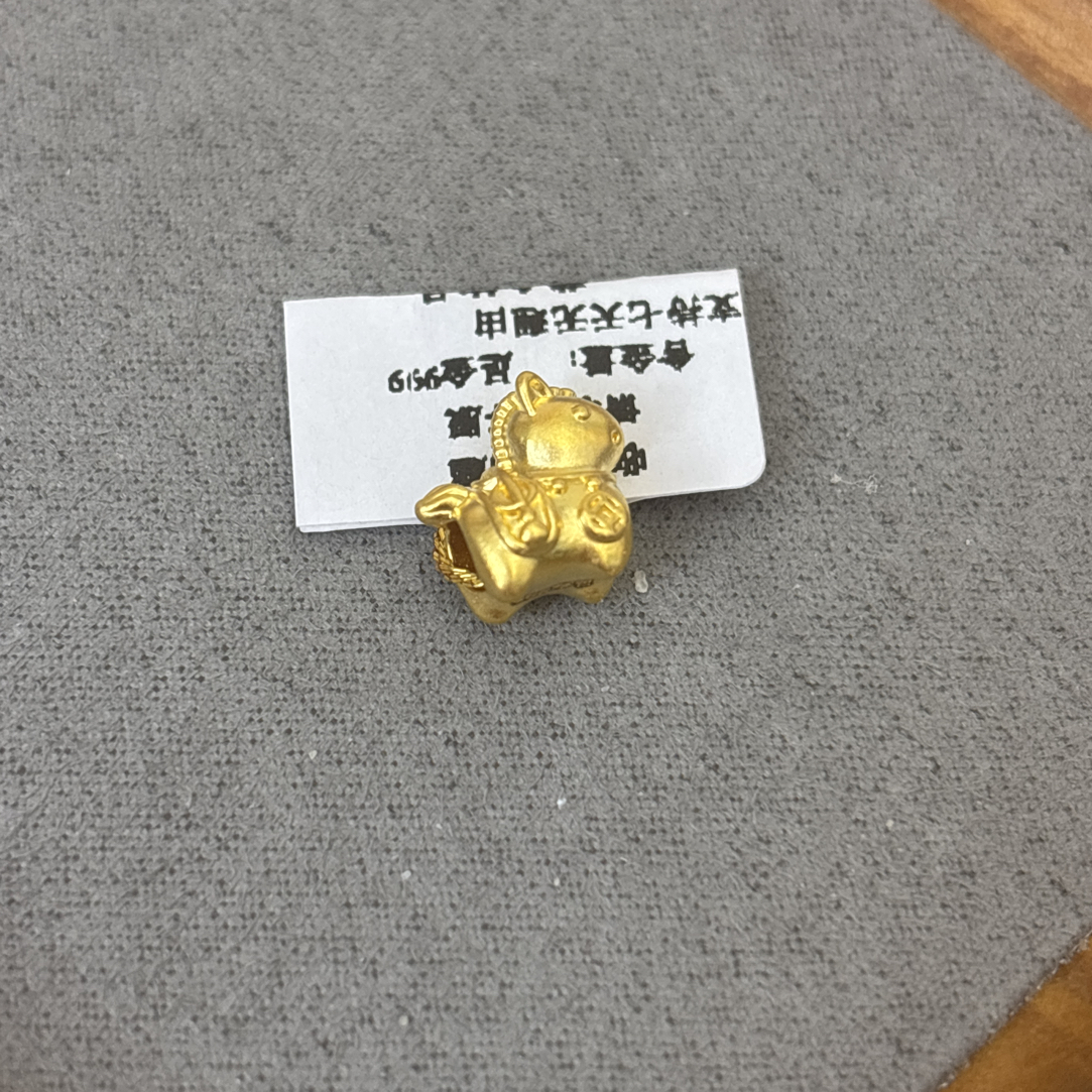 B0103通孔钱多多马足金999黄金配件转运珠