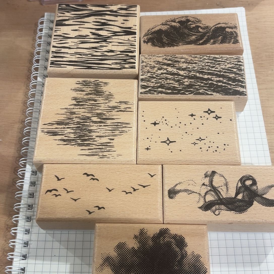 海风轻拂系列木质印章全套8枚