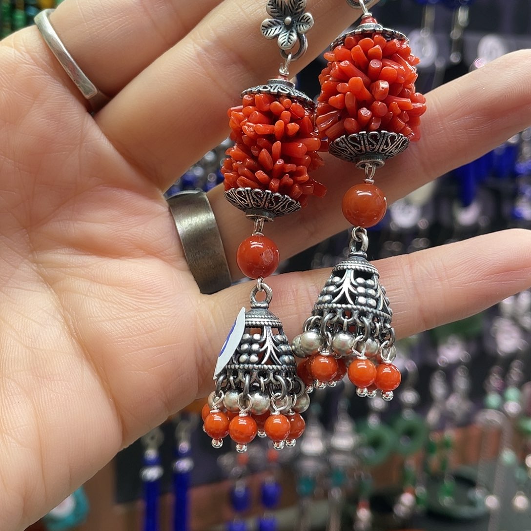 娇***娇南红玛瑙银S925镶嵌耳饰643hbgg