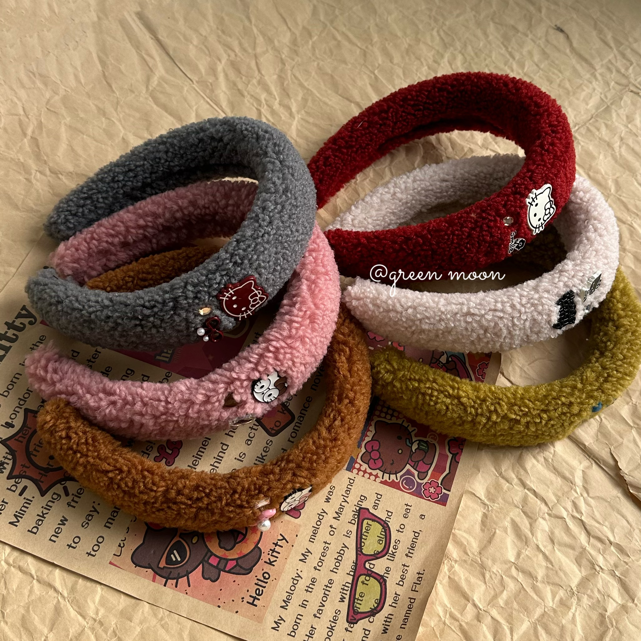 可爱草莓小猫毛绒发箍女甜美百搭气质头箍秋冬高颅顶发饰