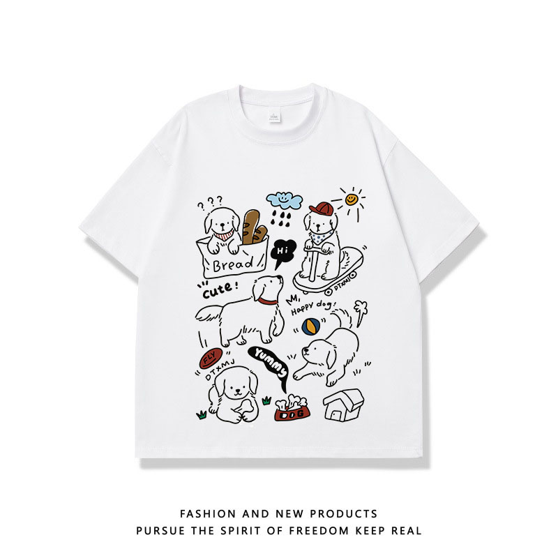 240克男生女生都可以穿短袖情侣装宽松版型白色T恤