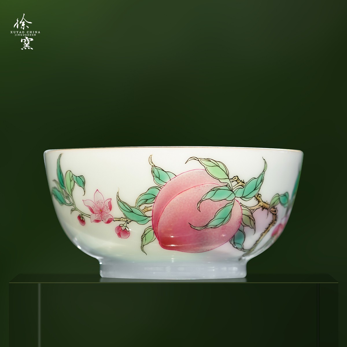 徐窑 三桃过枝隽雅杯 个人专用陶瓷主人杯品茗杯景德镇纯手工粉彩