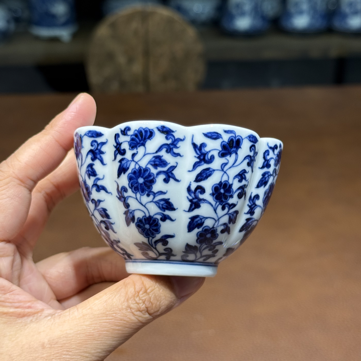仿明花卉南瓜主人杯 手绘茶杯使用容量80cc左右 手工有差异