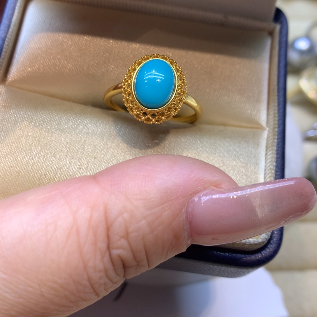 银S925镶嵌绿松石戒指