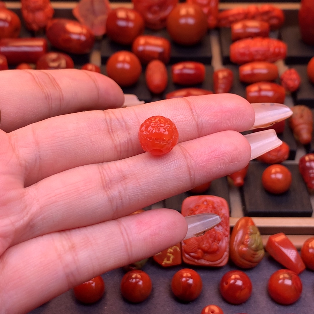 南红玛瑙未镶嵌保山河湾貔貅珠11.3mm