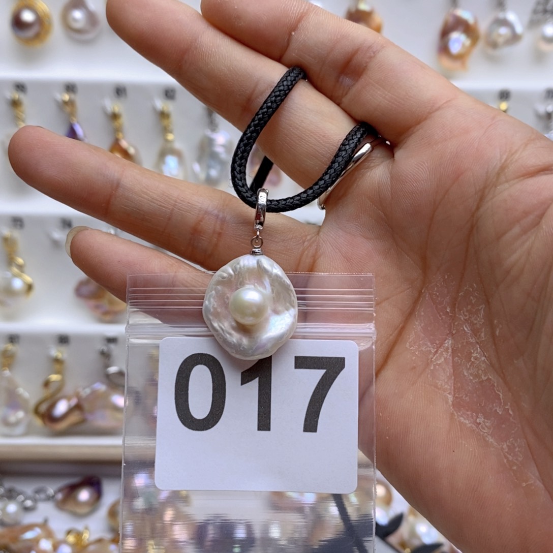 淡水珍珠颈饰银S925镶嵌17