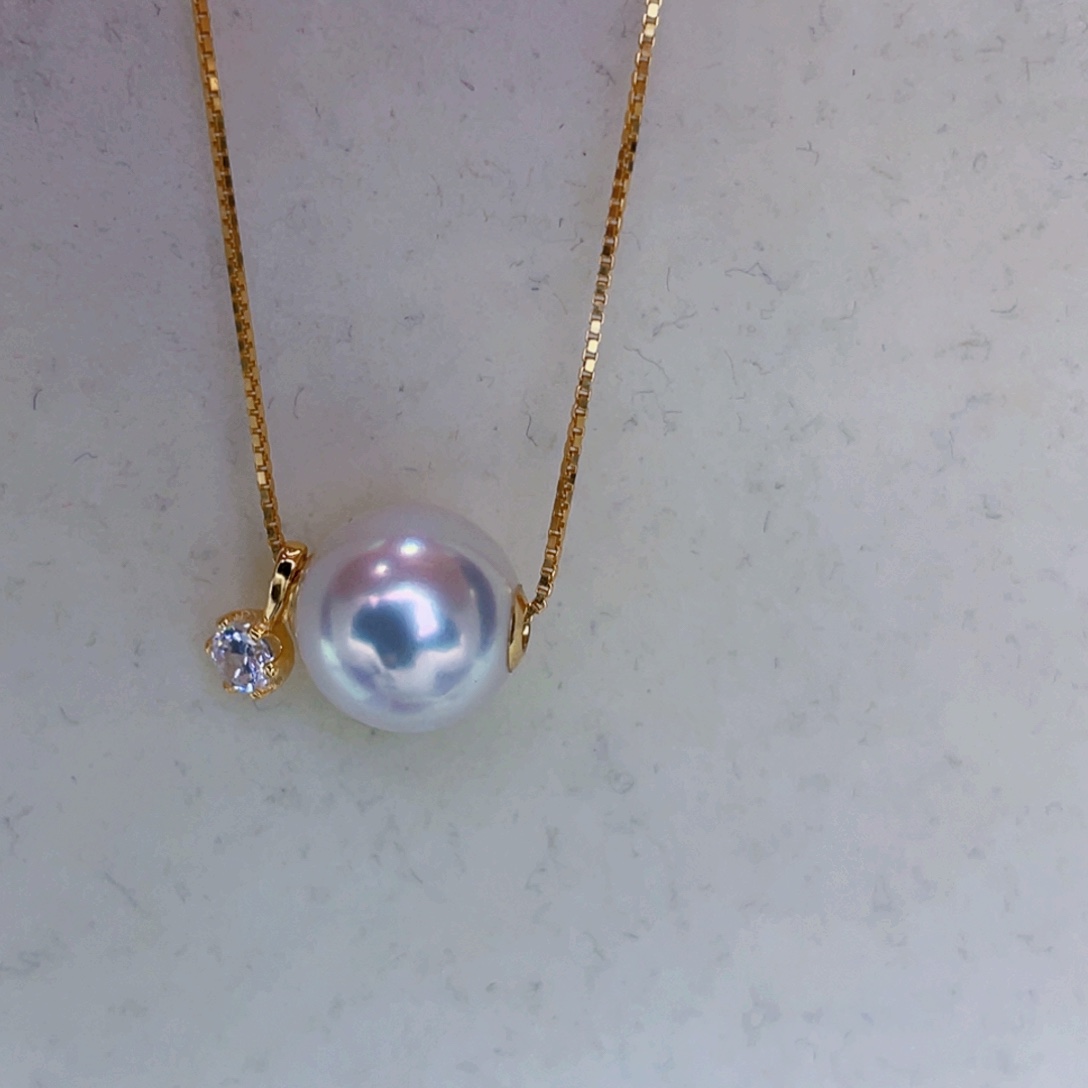 灰***呀18K金镶嵌海水珍珠吊坠(赠链)