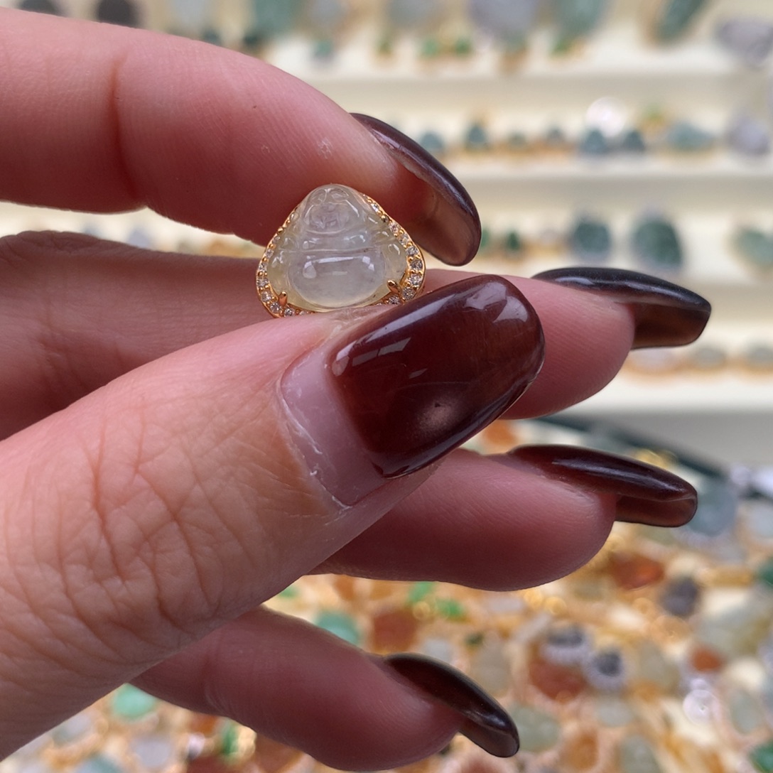 翡翠银S925镶嵌颈饰佛公