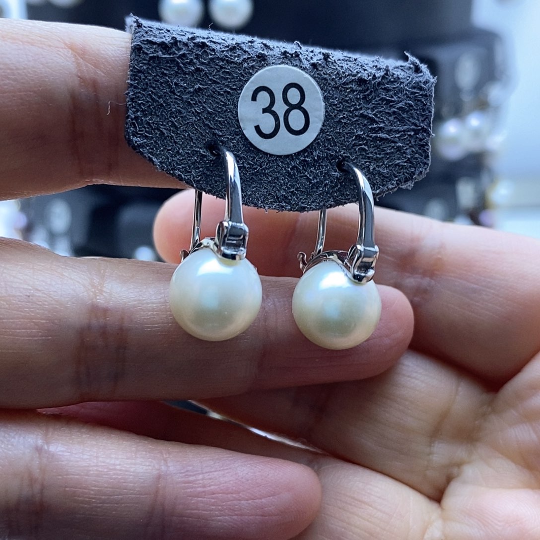 淡水珍珠耳饰银S925镶嵌