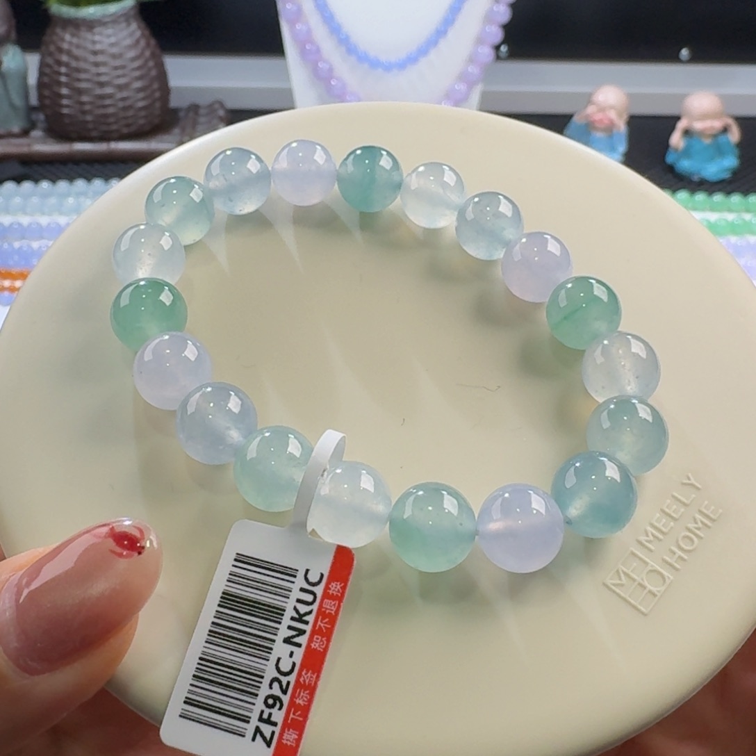 翡翠手链未镶嵌马卡龙多宝单圈10mm