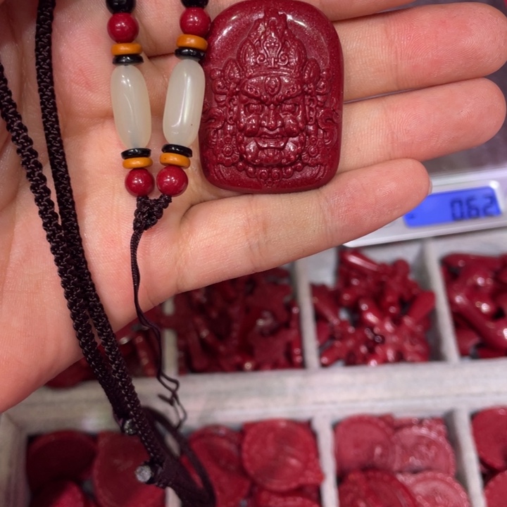 天然辰砂紫金砂黄财神