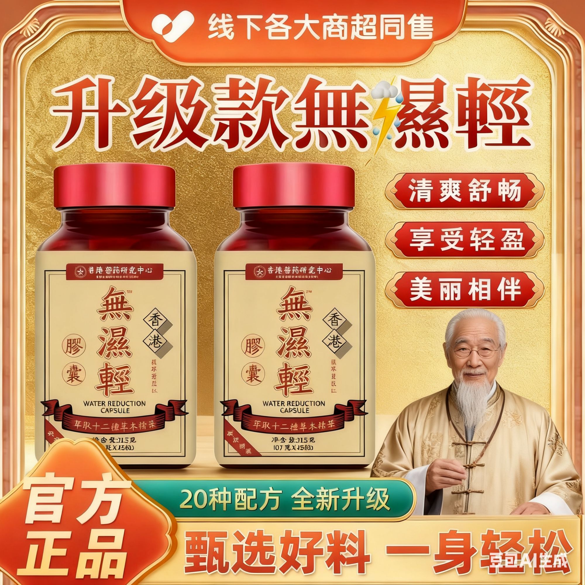 【药房同售】香港无湿轻三伏天养谓茯苓薏苡仁胶囊轻松祛湿健脾健康