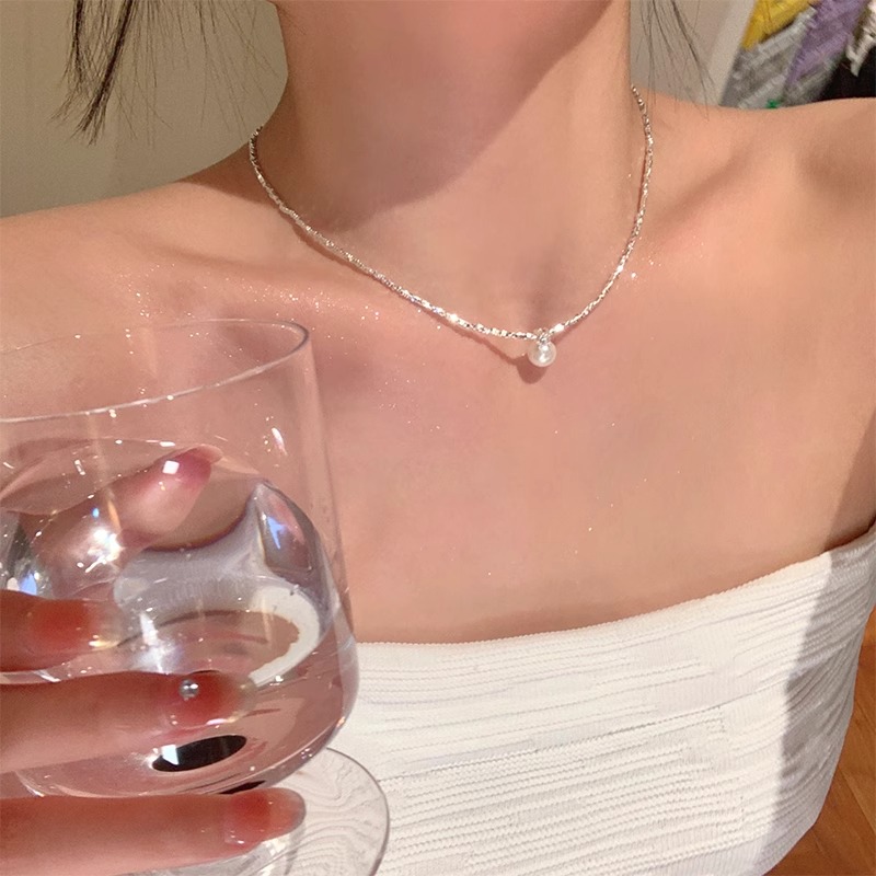 合金项链 少女心合金气质甜美珍珠小众ins风感颈链choker锁骨链