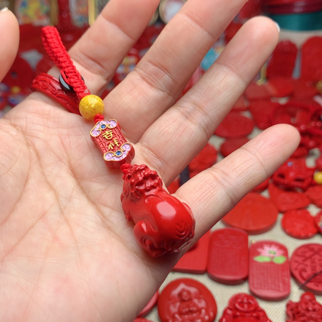 天然辰砂工艺品朱砂钥匙扣