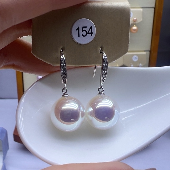 淡水珍珠银S925镶嵌耳饰