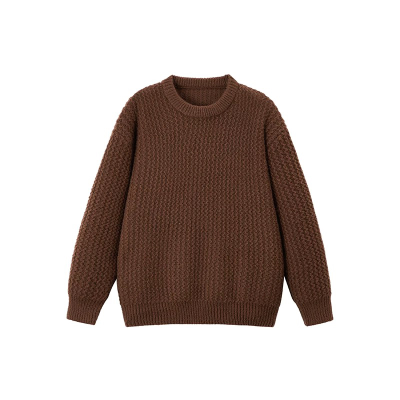 毛衣男士菠萝纹长袖秋冬宽松慵懒风粗线针织圆领打底针织上衣